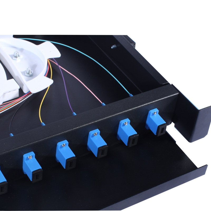 Fiber Optic LC/SC/ST/FC High-density Pull-out Distribution Patch Panel, 12-core/ 24-core/ 48-core/ 96-core, Black, MCFOPP-1
